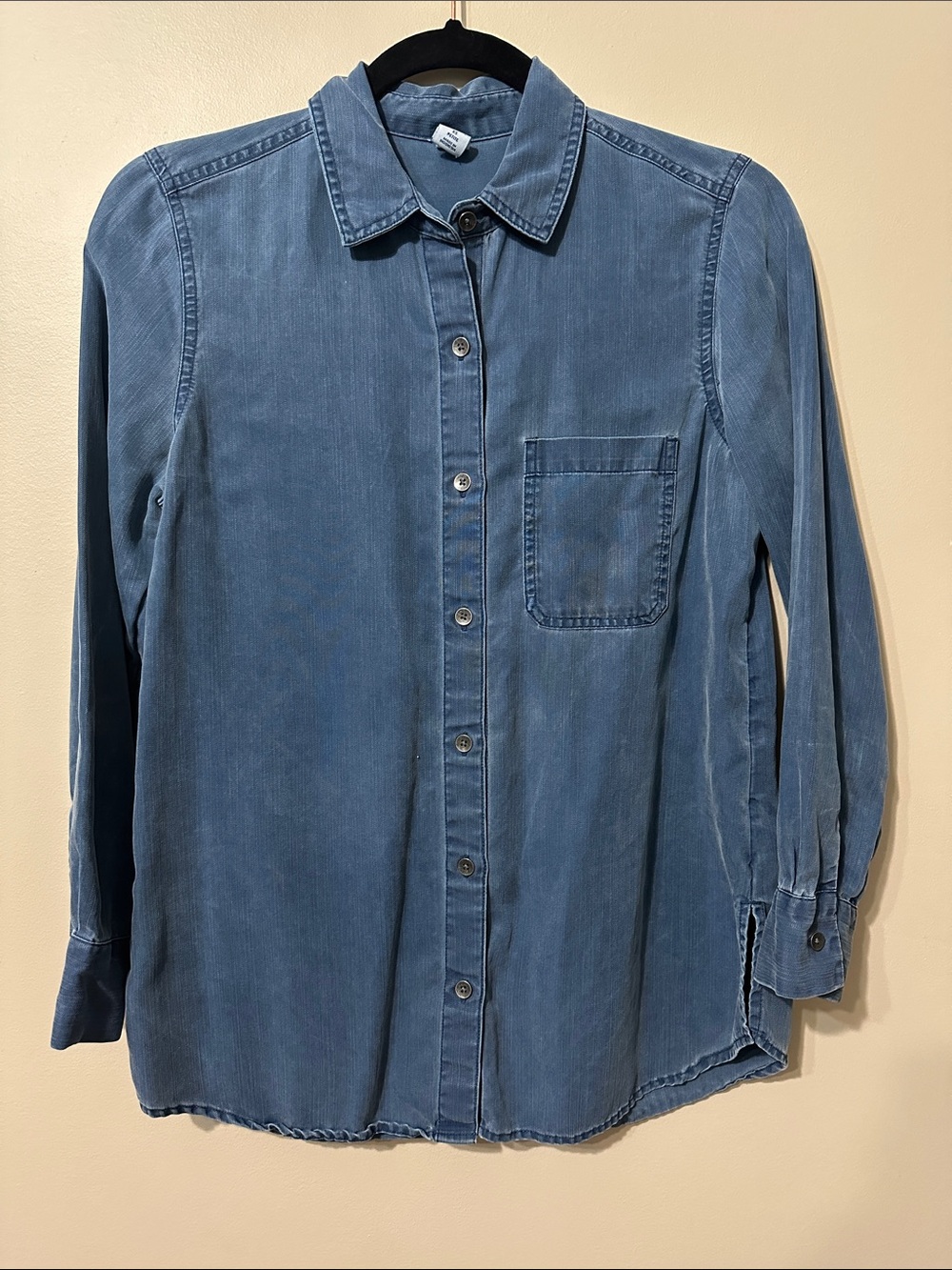 Old Navy Women's Washed Blue Button-Down Shirt
